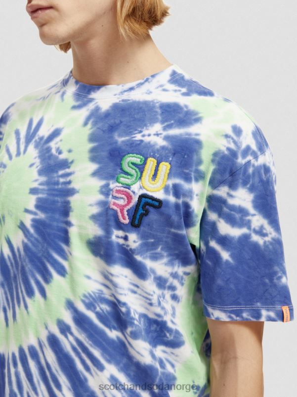 menn brodert kunstverk tie-dye t-skjorte blå slipsfarge N40XD440 klær Scotch & Soda