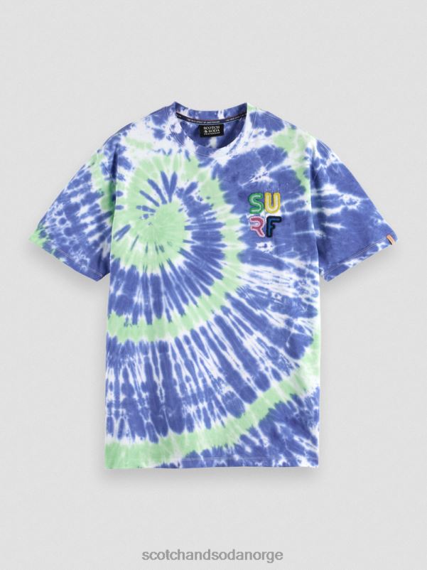 menn brodert kunstverk tie-dye t-skjorte blå slipsfarge N40XD440 klær Scotch & Soda