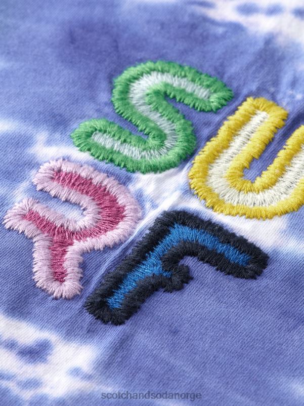menn brodert kunstverk tie-dye t-skjorte blå slipsfarge N40XD440 klær Scotch & Soda