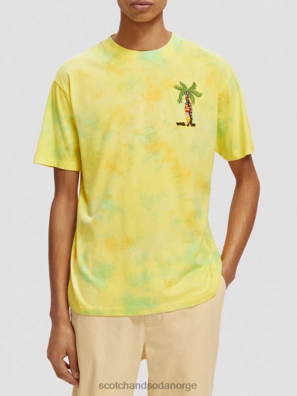 menn brodert kunstverk tie-dye t-skjorte gul slipsfarge N40XD438 klær Scotch & Soda
