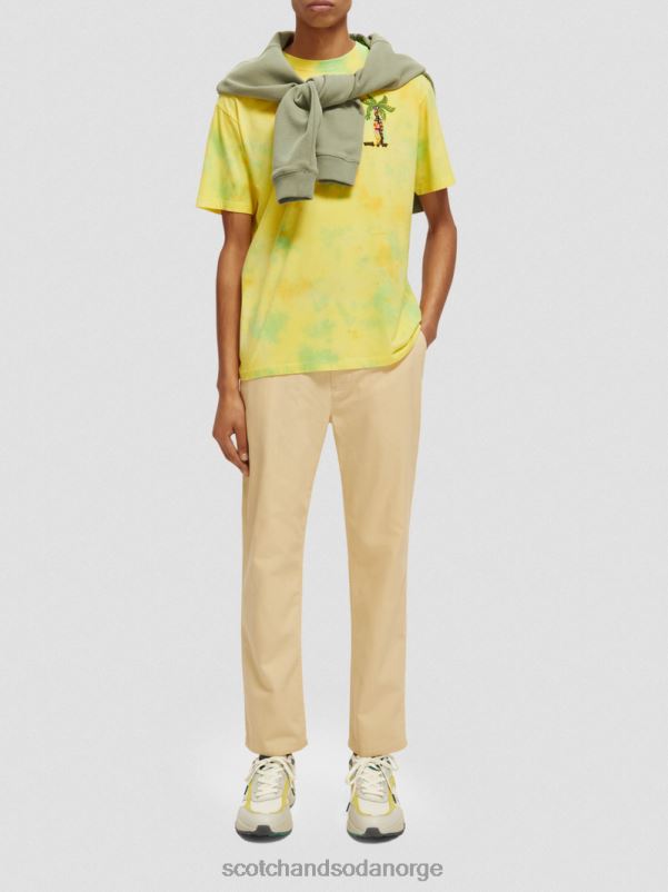 menn brodert kunstverk tie-dye t-skjorte gul slipsfarge N40XD438 klær Scotch & Soda