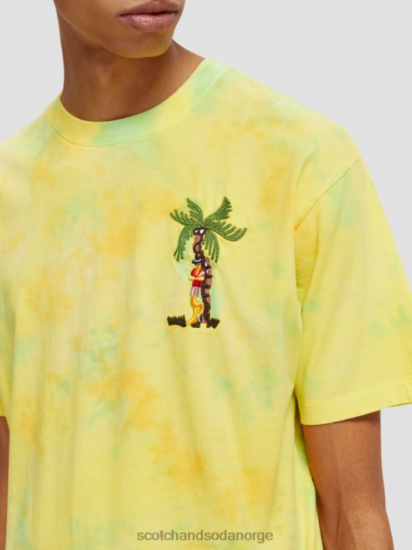 menn brodert kunstverk tie-dye t-skjorte gul slipsfarge N40XD438 klær Scotch & Soda