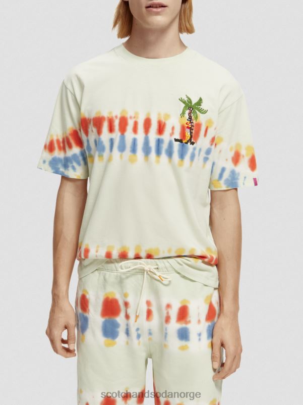 menn brodert kunstverk tie-dye t-skjorte mynte slips fargestoff N40XD439 klær Scotch & Soda