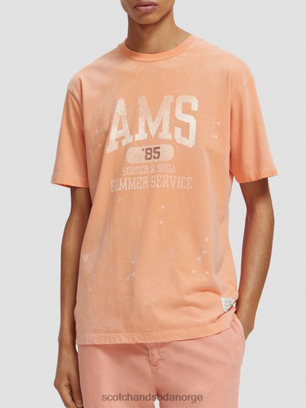 menn grafisk t-skjorte i økologisk bomull lakseappelsin N40XD468 klær Scotch & Soda