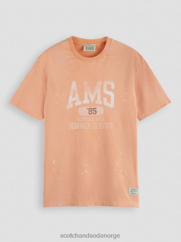 menn grafisk t-skjorte i økologisk bomull lakseappelsin N40XD468 klær Scotch & Soda