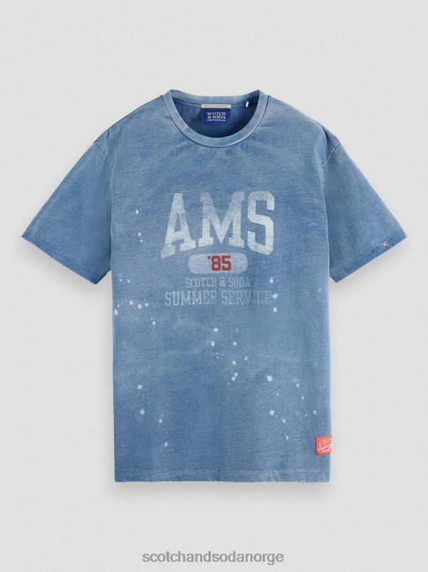 menn grafisk t-skjorte i økologisk bomull vasket indigo N40XD469 klær Scotch & Soda