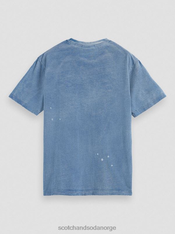 menn grafisk t-skjorte i økologisk bomull vasket indigo N40XD469 klær Scotch & Soda