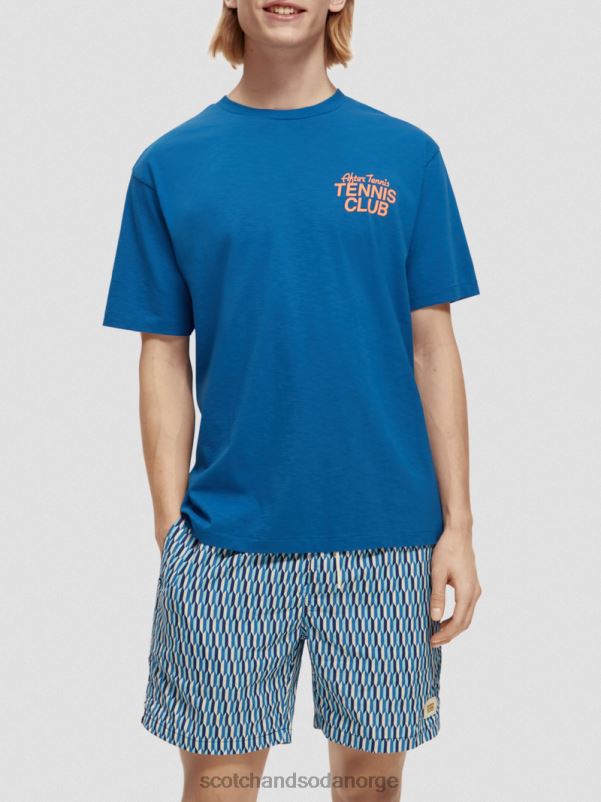 menn grafisk t-skjorte med avslappet passform riviera blå N40XD456 klær Scotch & Soda