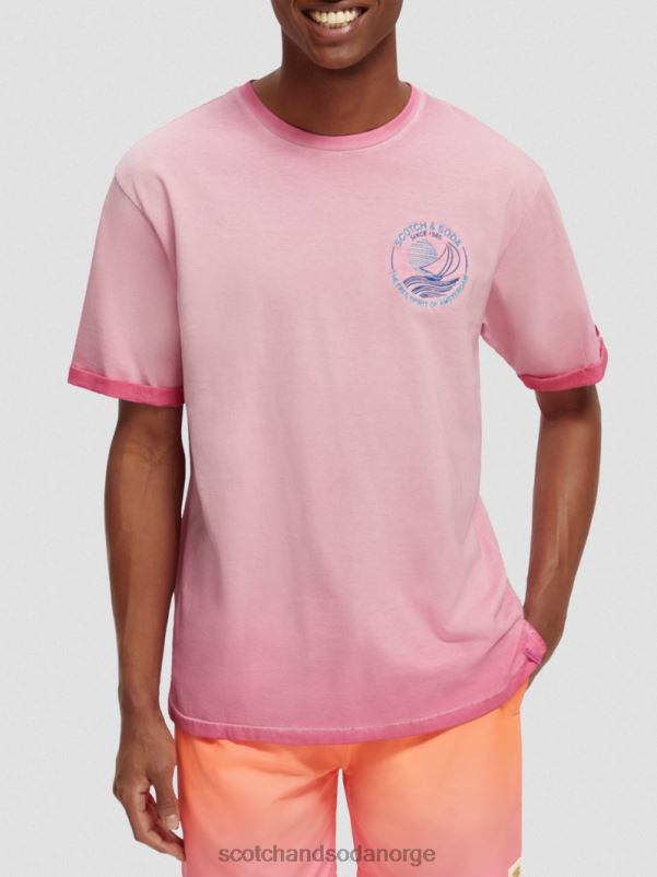 menn kaldfarget kunst-t-skjorte cerise N40XD377 klær Scotch & Soda