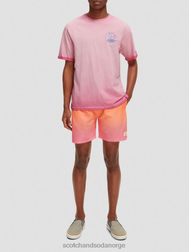 menn kaldfarget kunst-t-skjorte cerise N40XD377 klær Scotch & Soda