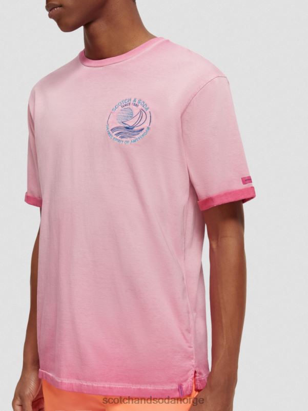 menn kaldfarget kunst-t-skjorte cerise N40XD377 klær Scotch & Soda
