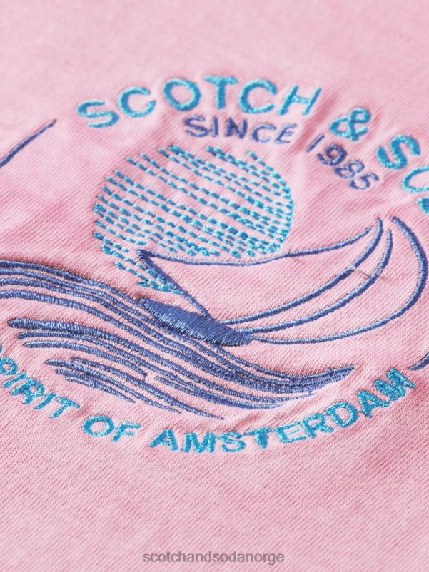menn kaldfarget kunst-t-skjorte cerise N40XD377 klær Scotch & Soda