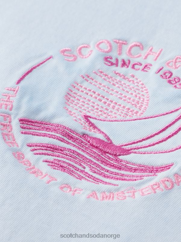 menn kaldfarget kunst-t-skjorte havblått N40XD378 klær Scotch & Soda