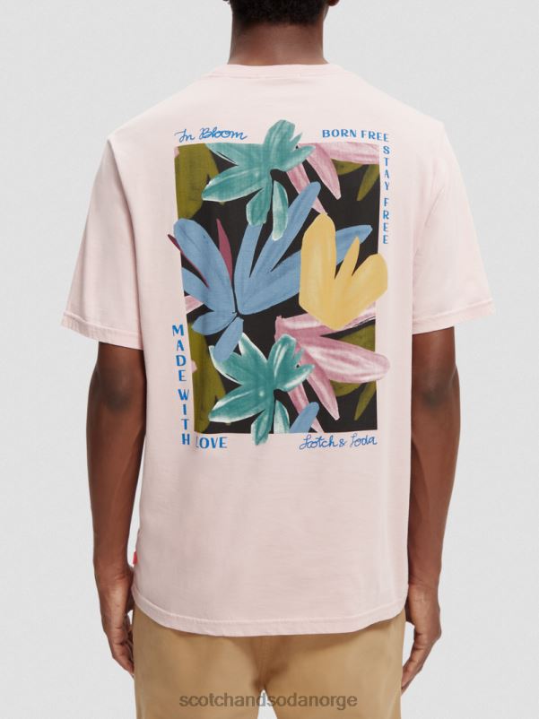 menn kunstverk t-skjorte i økologisk bomull rose N40XD347 klær Scotch & Soda