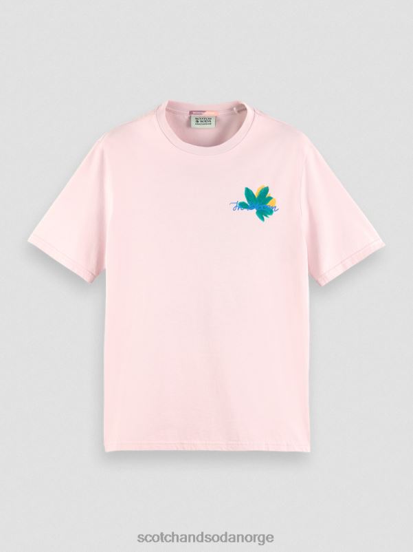 menn kunstverk t-skjorte i økologisk bomull rose N40XD347 klær Scotch & Soda