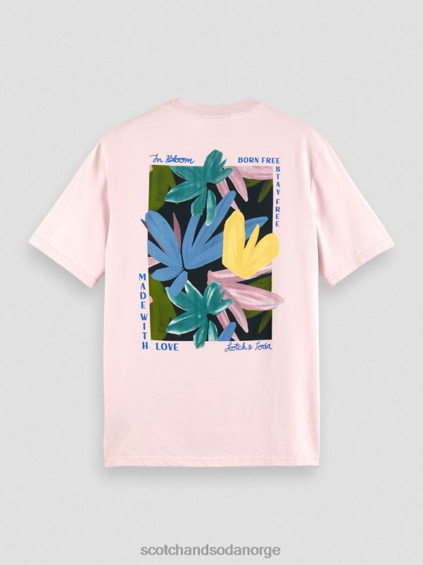 menn kunstverk t-skjorte i økologisk bomull rose N40XD347 klær Scotch & Soda