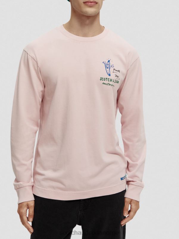menn langermet t-skjorte i økologisk bomull rose N40XD392 klær Scotch & Soda