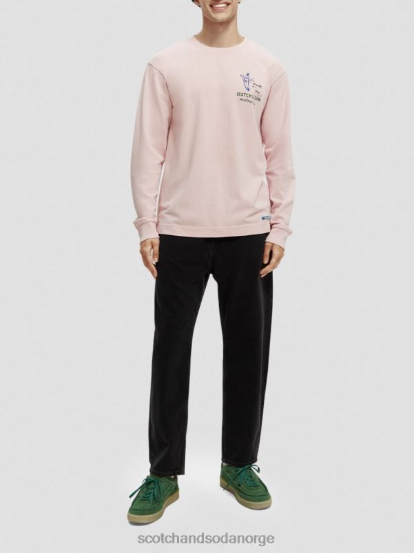 menn langermet t-skjorte i økologisk bomull rose N40XD392 klær Scotch & Soda
