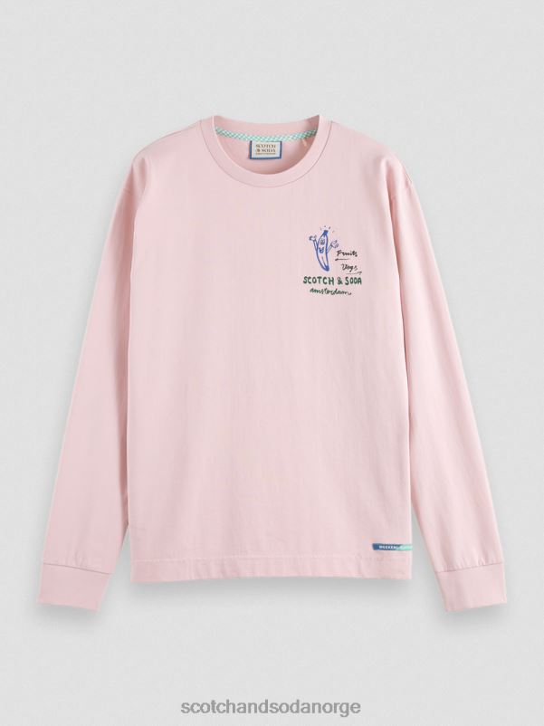 menn langermet t-skjorte i økologisk bomull rose N40XD392 klær Scotch & Soda