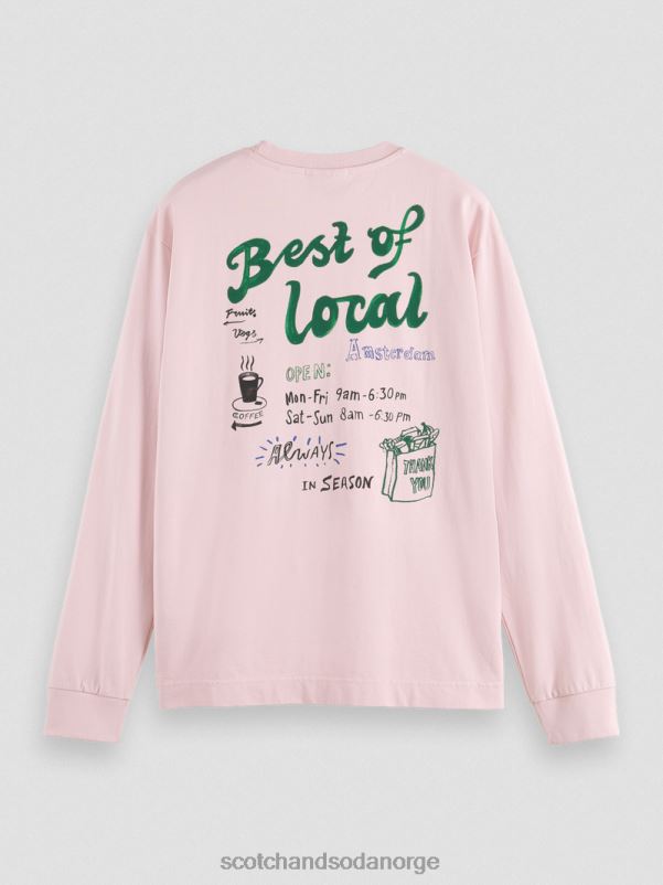 menn langermet t-skjorte i økologisk bomull rose N40XD392 klær Scotch & Soda