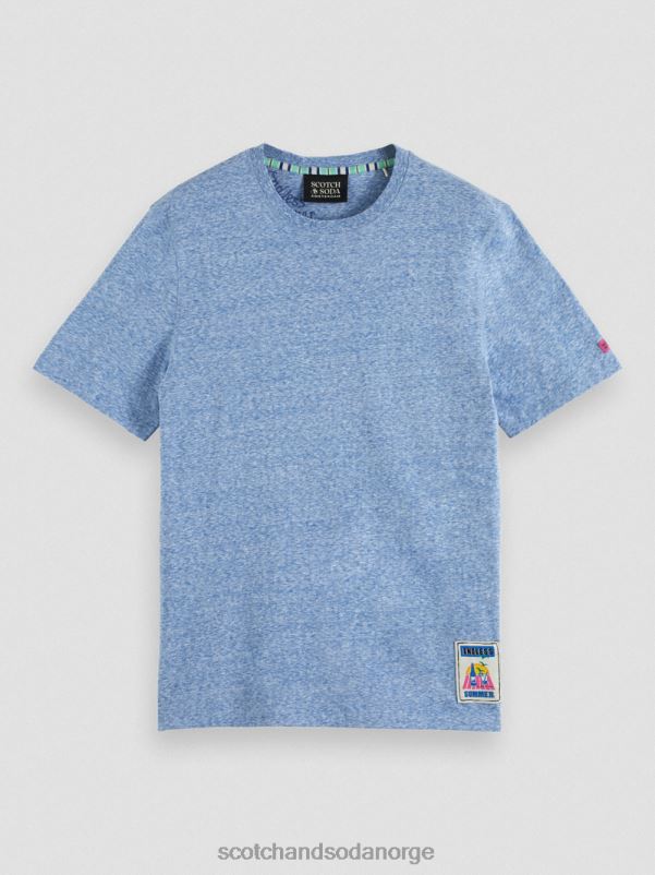 menn melange patch t-skjorte riviera blå melange N40XD368 klær Scotch & Soda