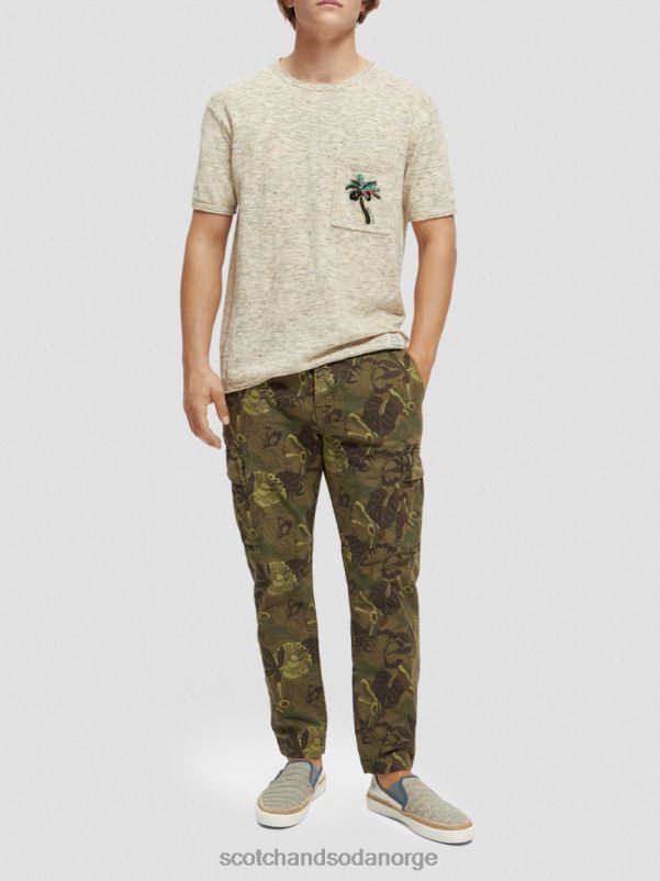 menn melert t-skjorte for kunstverk sand melange N40XD414 klær Scotch & Soda
