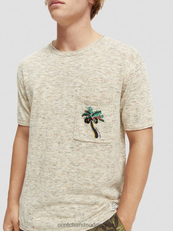 menn melert t-skjorte for kunstverk sand melange N40XD414 klær Scotch & Soda