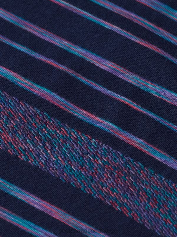 menn organisk jersey-stripet t-skjorte multi stripe N40XD413 klær Scotch & Soda