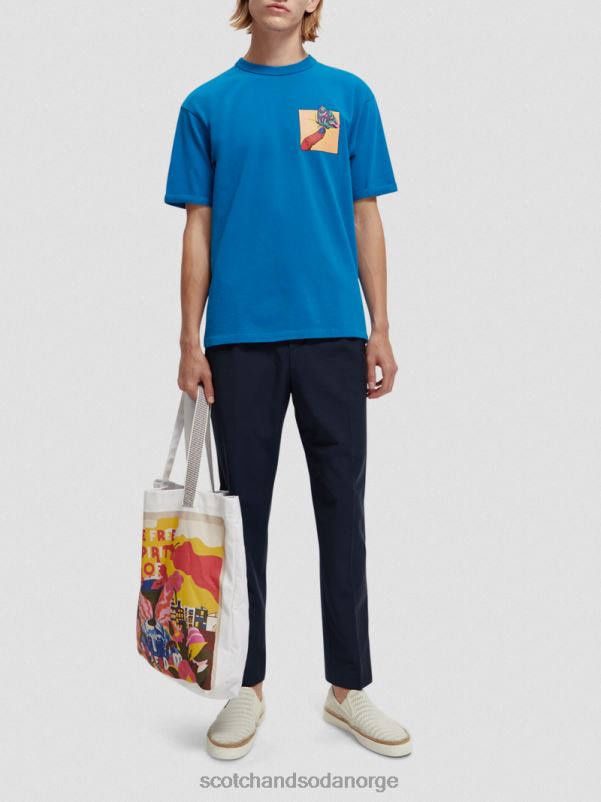 menn organisk kunstverk med avslappet passform iris blå N40XD360 klær Scotch & Soda