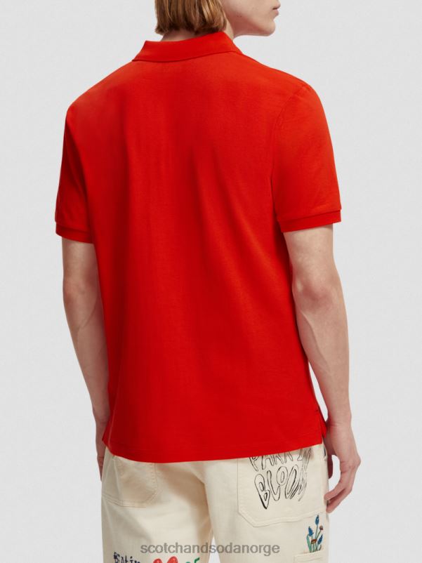 menn piképolo i økologisk bomull chili rød N40XD463 klær Scotch & Soda