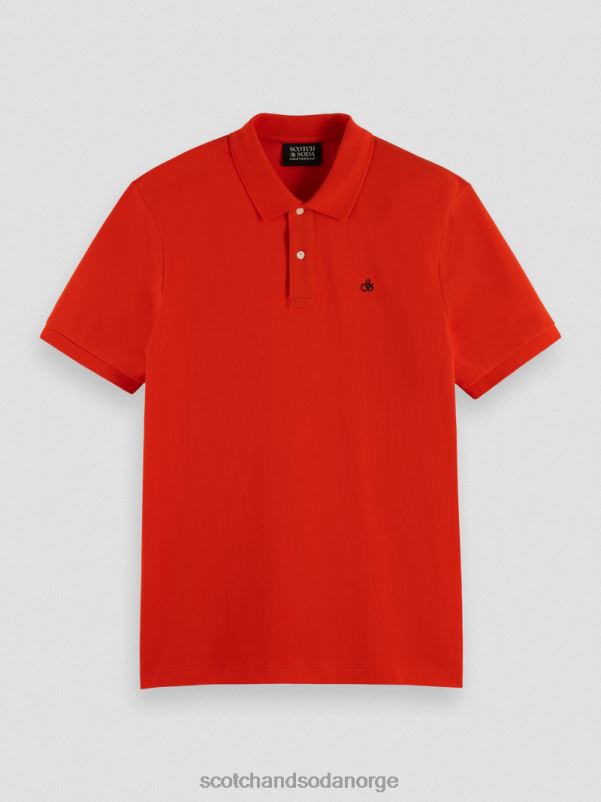menn piképolo i økologisk bomull chili rød N40XD463 klær Scotch & Soda