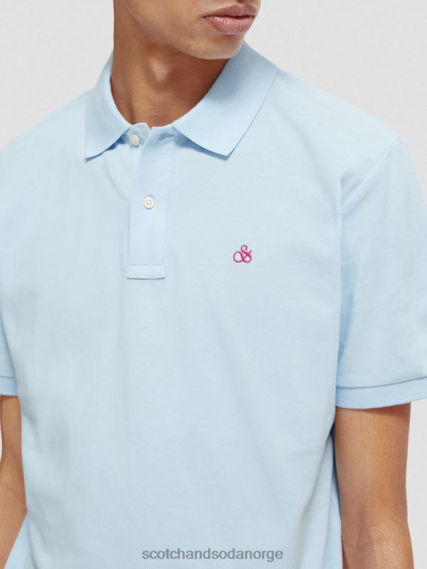 menn piképolo i økologisk bomull havblått N40XD467 klær Scotch & Soda
