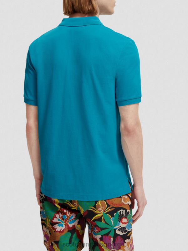 menn piképolo i økologisk bomull turkis N40XD465 klær Scotch & Soda