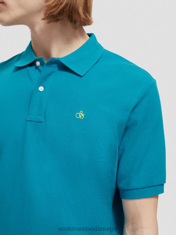 menn piképolo i økologisk bomull turkis N40XD465 klær Scotch & Soda
