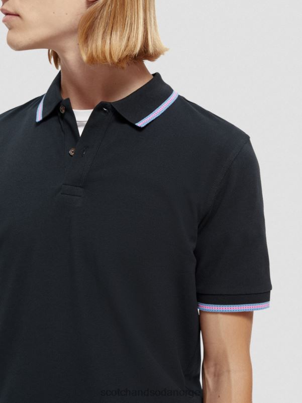menn piképolo med kontrasttipp i økologisk bomull natt N40XD409 klær Scotch & Soda