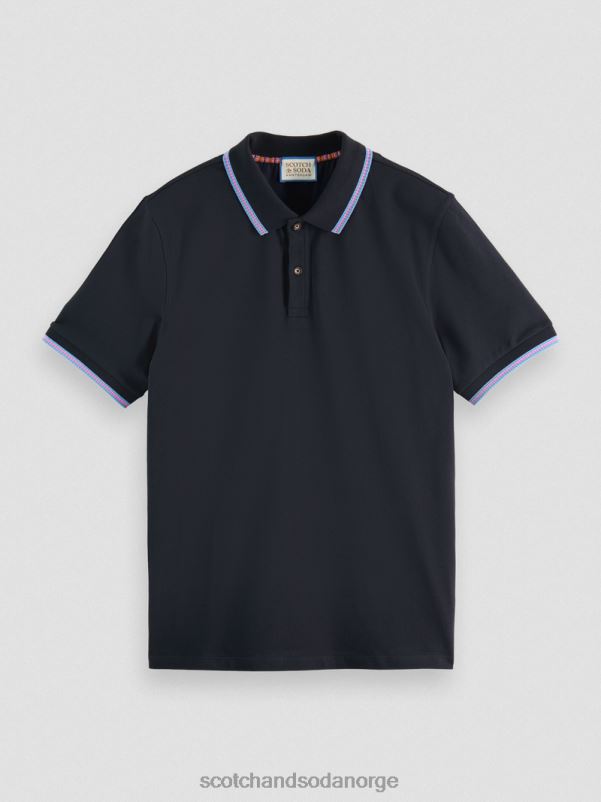 menn piképolo med kontrasttipp i økologisk bomull natt N40XD409 klær Scotch & Soda