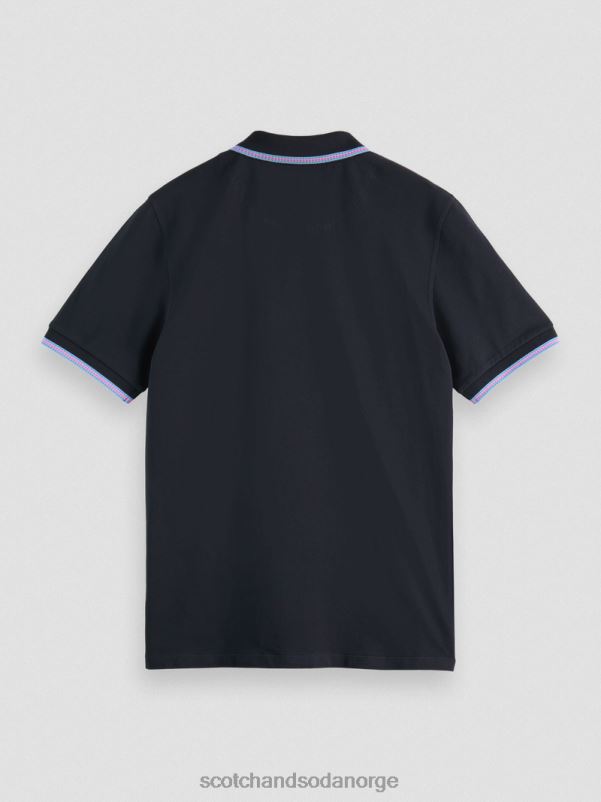 menn piképolo med kontrasttipp i økologisk bomull natt N40XD409 klær Scotch & Soda