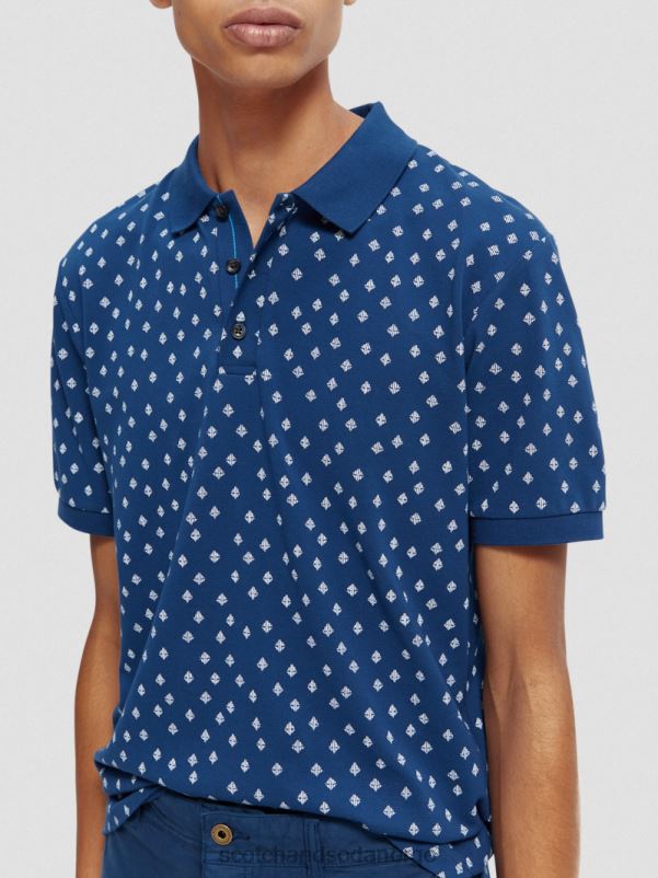 menn piképolo med trykk i økologisk bomull kombinasjon f N40XD398 klær Scotch & Soda