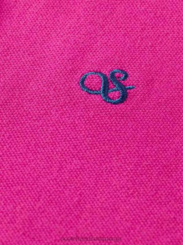 menn plaggfarget piké-polo i økologisk bomull cerise N40XD402 klær Scotch & Soda