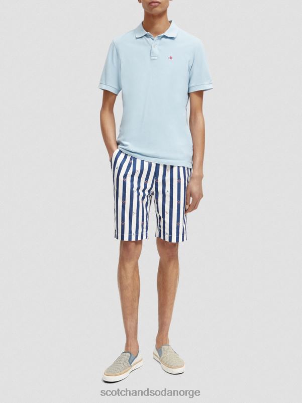 menn plaggfarget piké-polo i økologisk bomull havblått N40XD401 klær Scotch & Soda