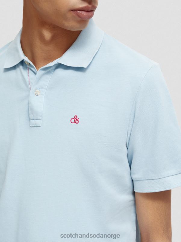 menn plaggfarget piké-polo i økologisk bomull havblått N40XD401 klær Scotch & Soda
