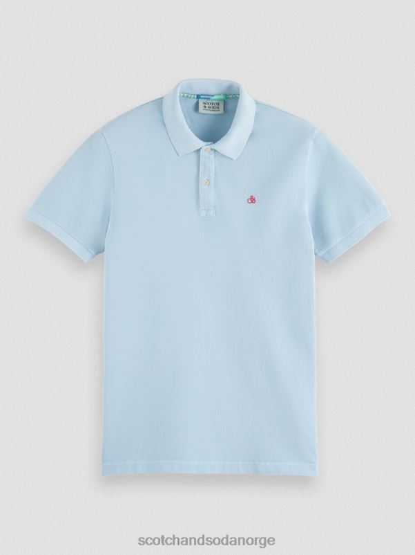 menn plaggfarget piké-polo i økologisk bomull havblått N40XD401 klær Scotch & Soda