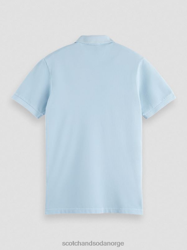 menn plaggfarget piké-polo i økologisk bomull havblått N40XD401 klær Scotch & Soda