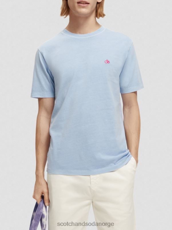 menn plaggfarget t-skjorte med normal passform havblått N40XD432 klær Scotch & Soda