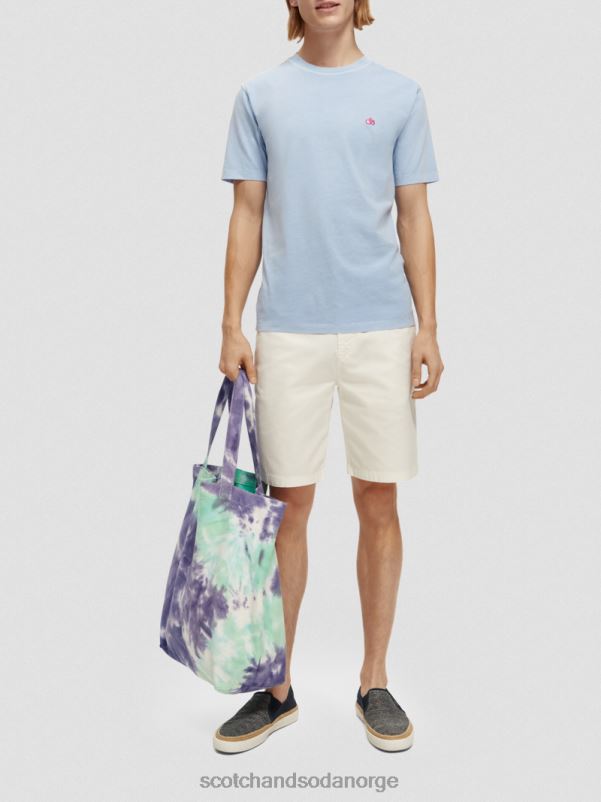 menn plaggfarget t-skjorte med normal passform havblått N40XD432 klær Scotch & Soda