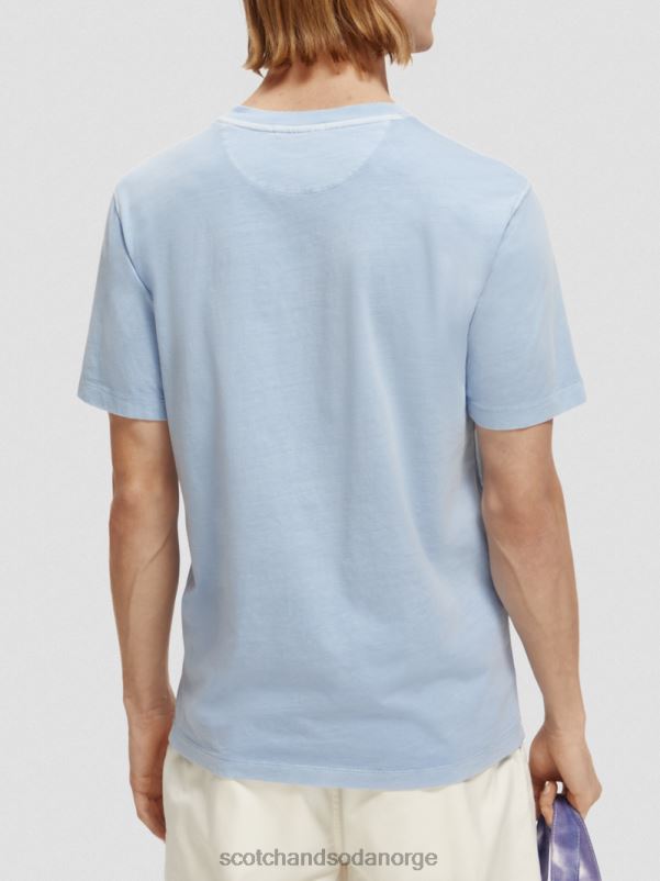 menn plaggfarget t-skjorte med normal passform havblått N40XD432 klær Scotch & Soda