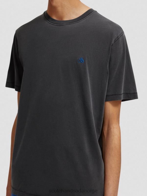 menn plaggfarget t-skjorte med normal passform svart N40XD430 klær Scotch & Soda