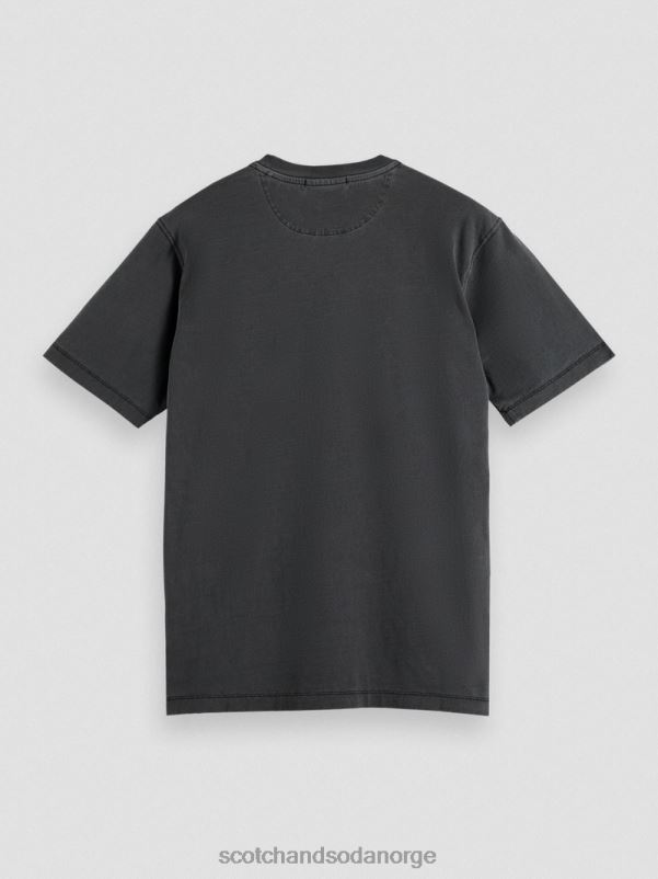 menn plaggfarget t-skjorte med normal passform svart N40XD430 klær Scotch & Soda