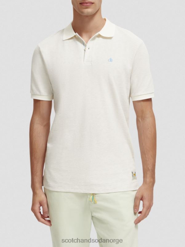menn polo i økologisk bomull denim hvit melange N40XD470 klær Scotch & Soda