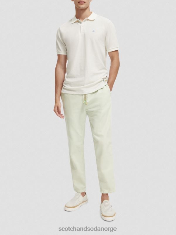 menn polo i økologisk bomull denim hvit melange N40XD470 klær Scotch & Soda